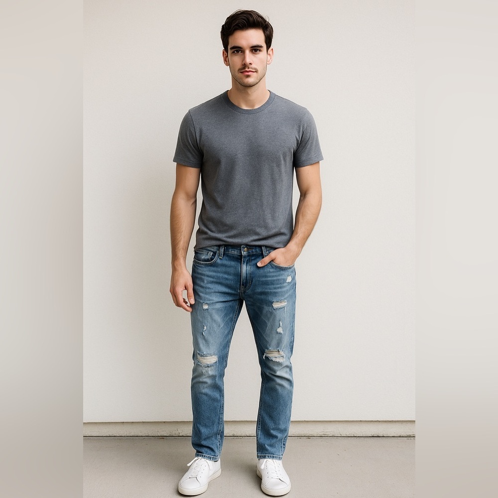 American Eagle Outfitters Slim Fit Distressed Medium Wash Jeans Mens Size 28x30